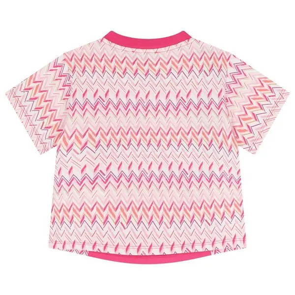 Kids Girls Zig Zag Printed Short Sleeve T-shirt 1 Image