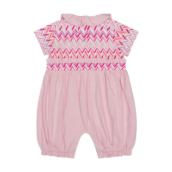 Zig-Zag Print Romper with Peter Pan Collar 1 Image