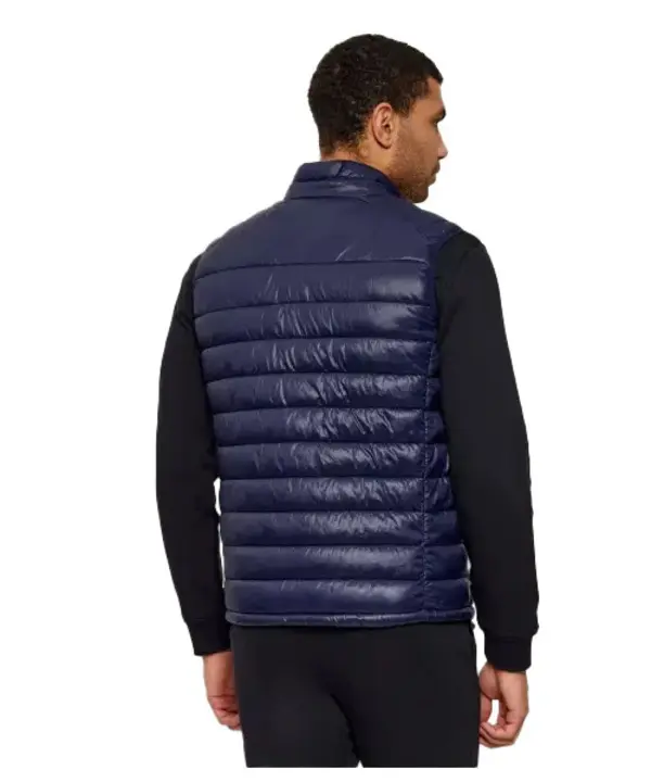 Navy Regular Fit Ikon Logo Sleeveless Puffer Jacket 3 Image