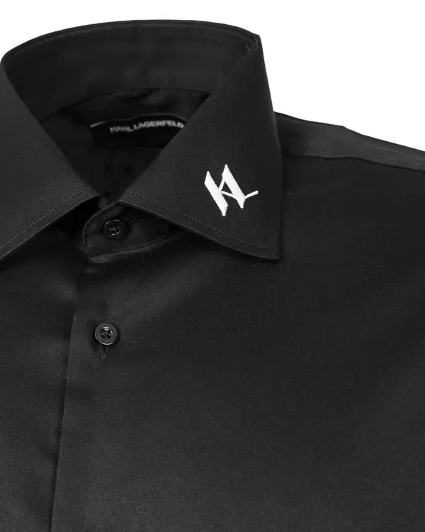 Plain Long Sleeve Shirt with Embroidered KL Collar Logo 2 Image
