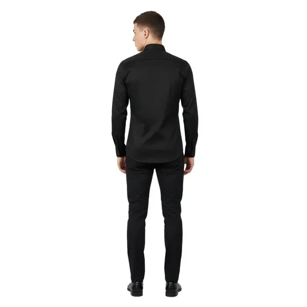 Plain Long Sleeve Shirt with Embroidered KL Collar Logo 3 Image