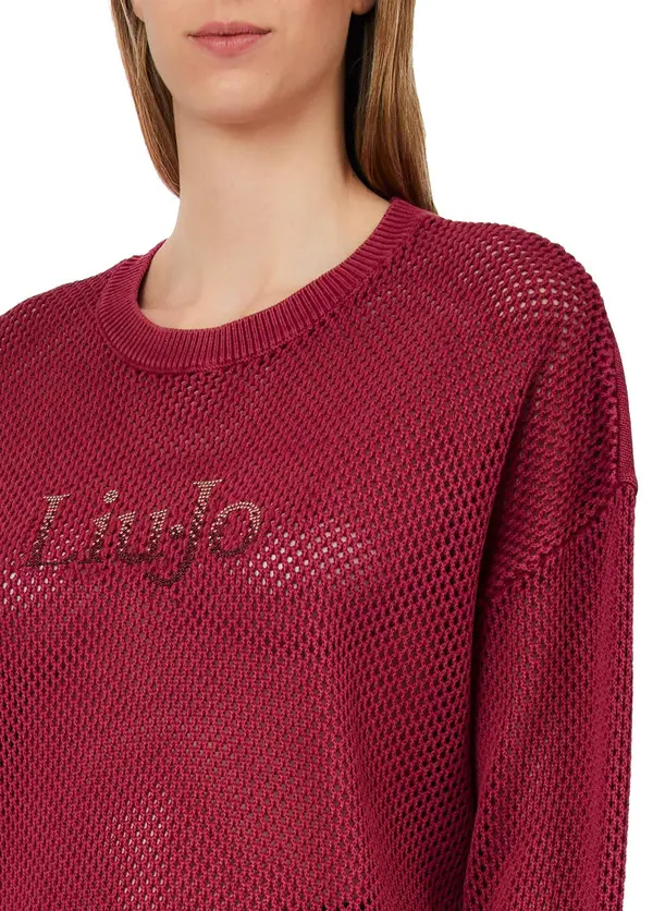 Open-knit Mesh Long Sleeve Pullover            1 Image