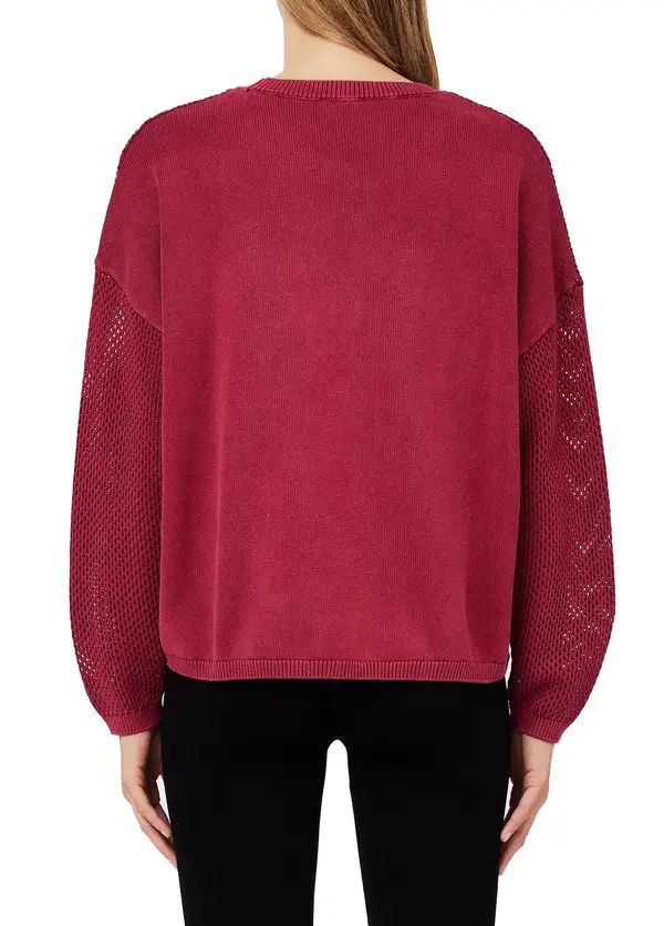 Open-knit Mesh Long Sleeve Pullover            2 Image