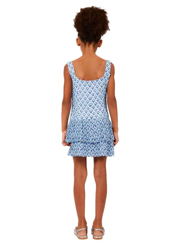 Sleeveless Dress with Pleated Ruffle Hem 1 Image