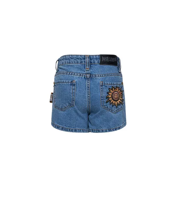 Embroidered Floral Denim Shorts 1 Image