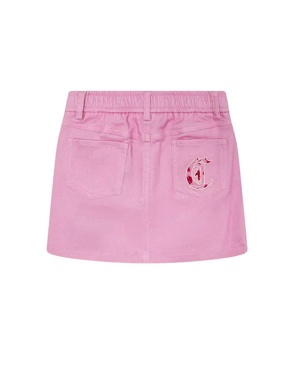 Denim Mini Skirt with Monogram Embroidery 1 Image
