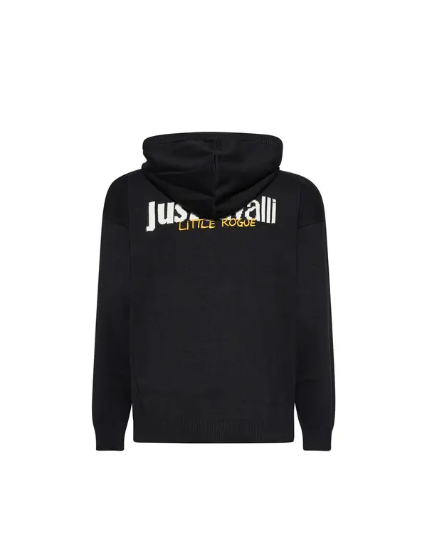 Zip-Up Knit Hoodie with Gothic Monogram 1 Image