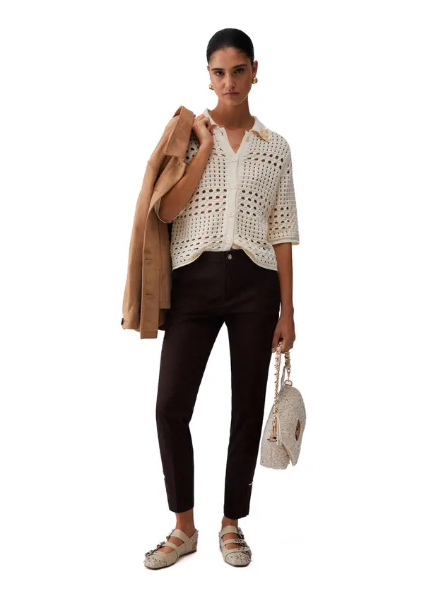 Short-Sleeved Open-Knit Cardigan 3 Image