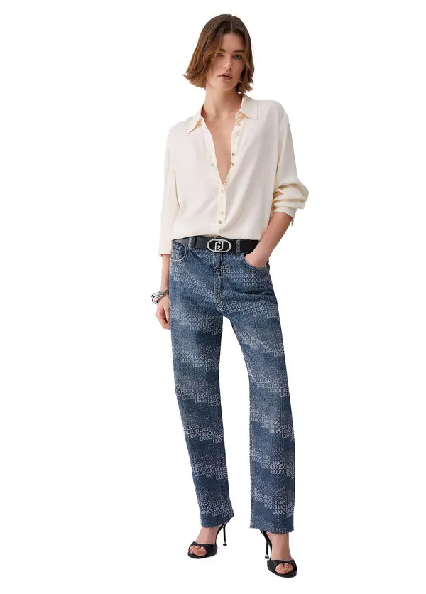 Straight-leg Jeans with Rhinestones 2 Image