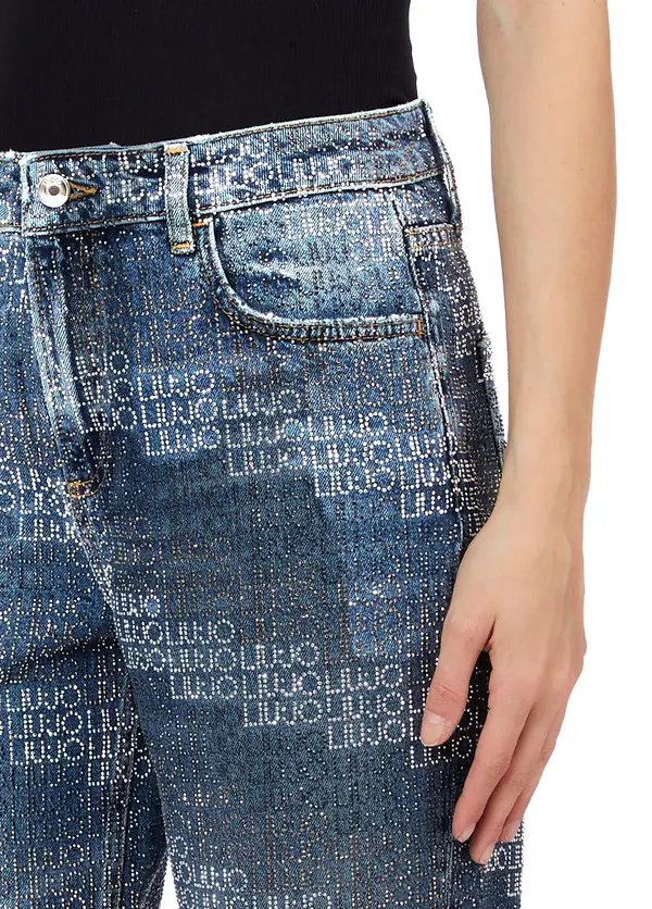 Straight-leg Jeans with Rhinestones 3 Image