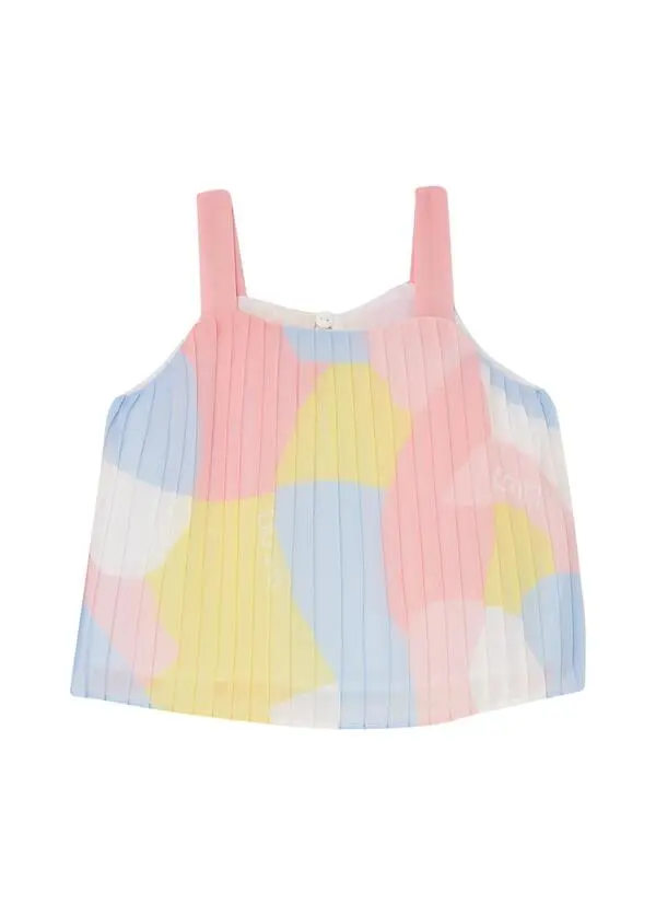 Multi-Color Pleated Cami Top with Bow 1 Image