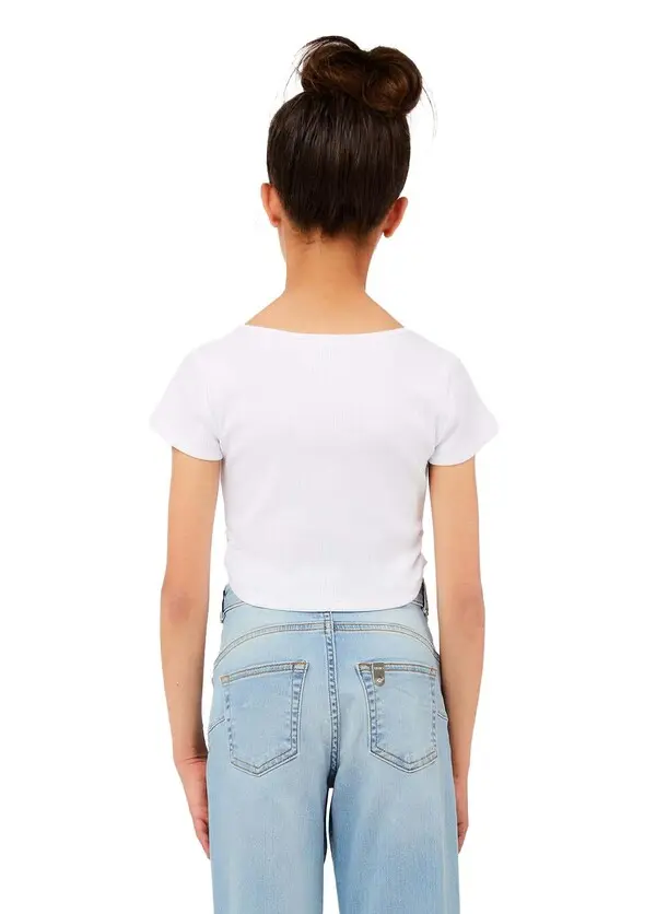 Kids Girls Ribbed Fitted Crop Top 2 Image