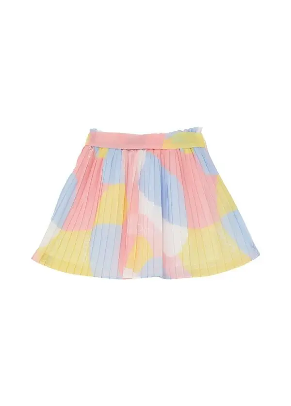Kids Girls Geometric Pastel Pleated Skirt with Bow Waist 1 Image