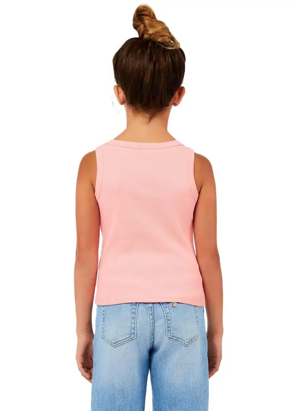 Kids Girls Ribbed Tank Top with Logo Charm 1 Image