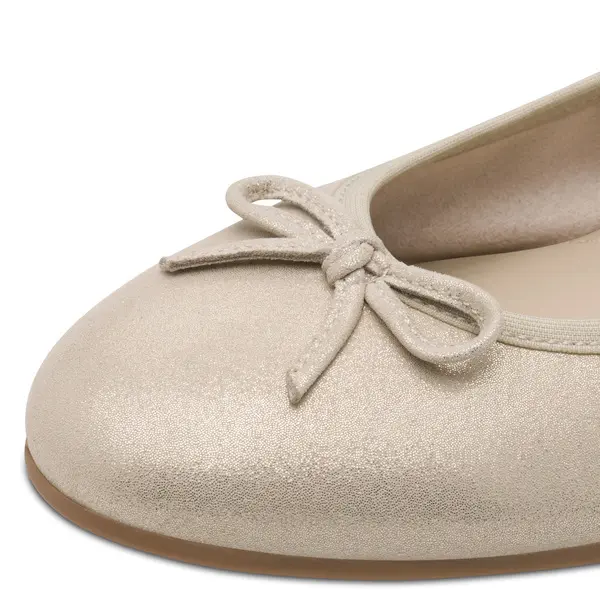 Metallic Round-Toe Ballerina with Bow Detail 3 Image