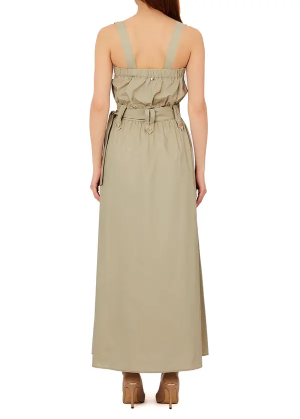 Long Poplin Cotton Dress with Wide Straps 1 Image