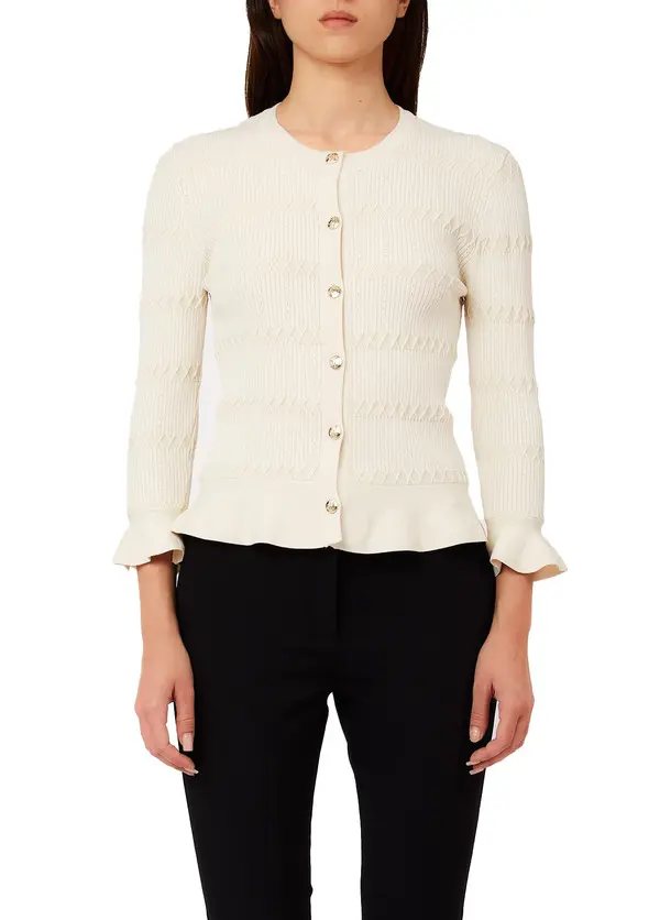 Round Neck Long Sleeve Knit Cardigan 1 Image