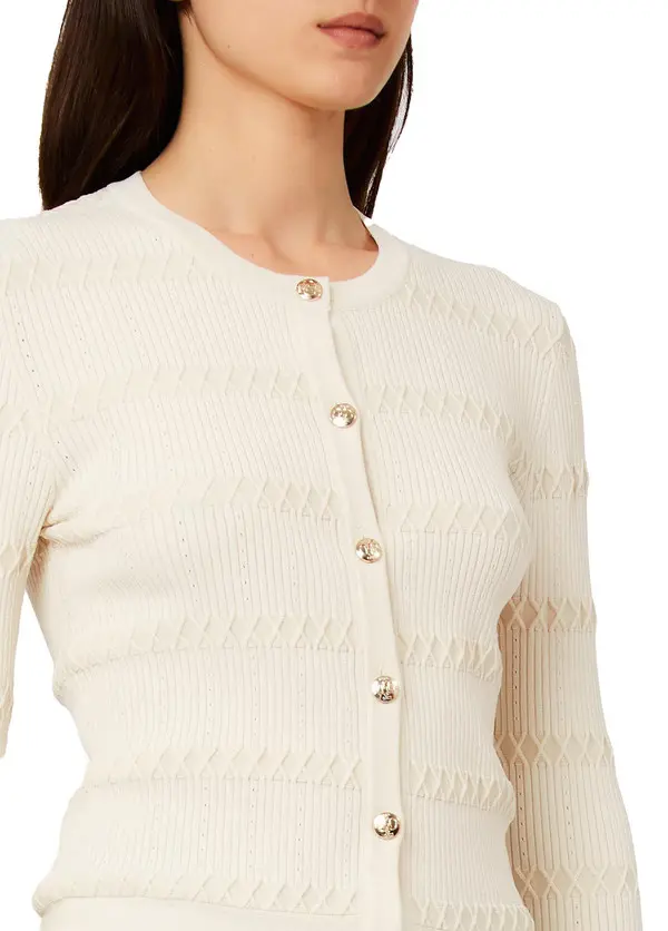 Round Neck Long Sleeve Knit Cardigan 3 Image