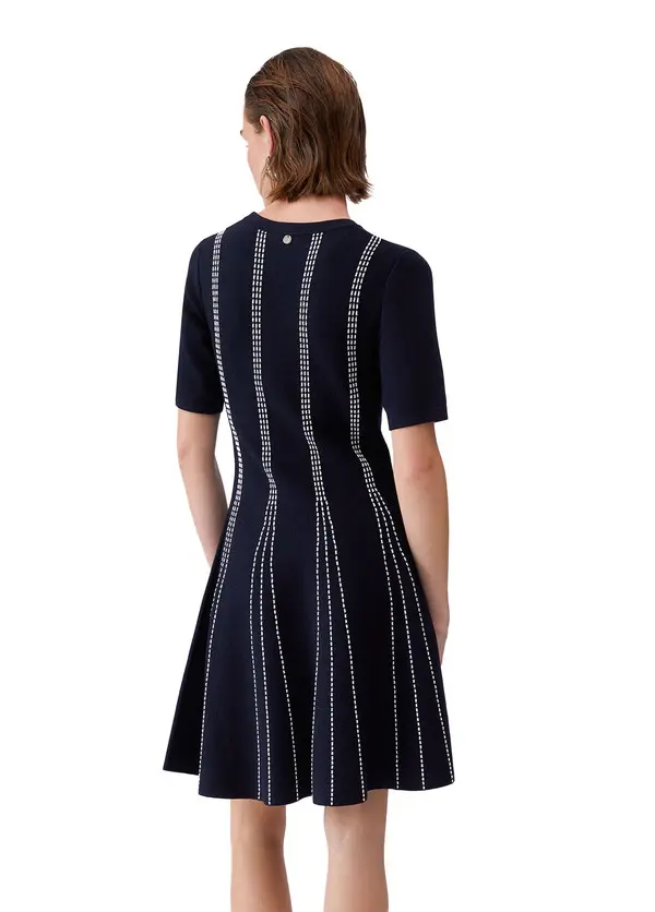 Short Knit Dress with Contrasting Seams 2 Image