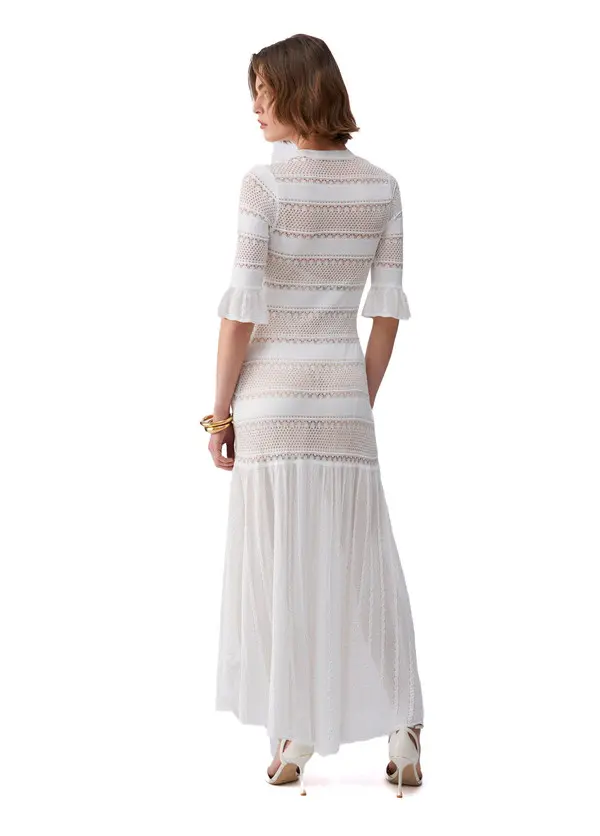 Openwork Design Long Knit Dress 2 Image