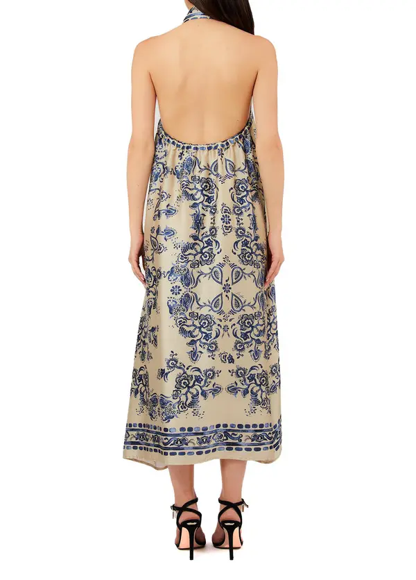 Halter-neck Maxi Buttoned Dress 2 Image