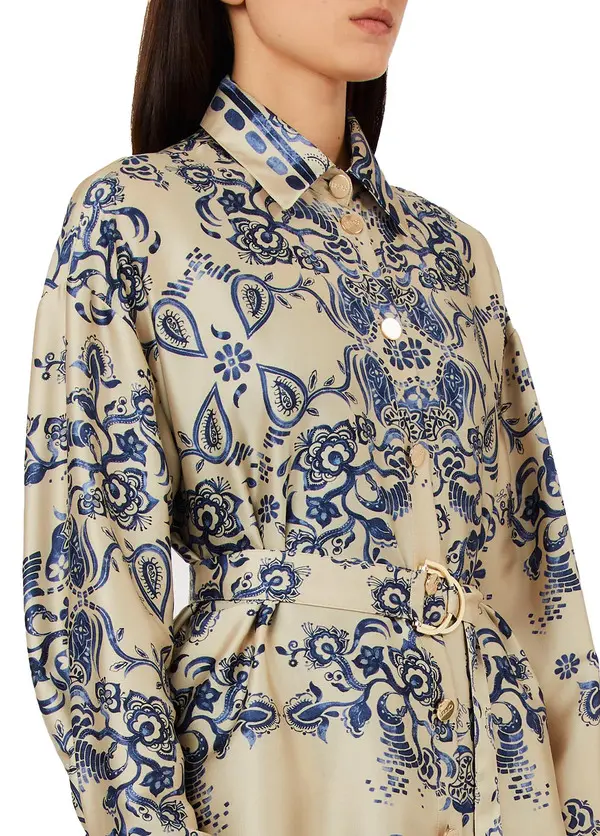 Foulard Print Satin Shirt Blouse 1 Image