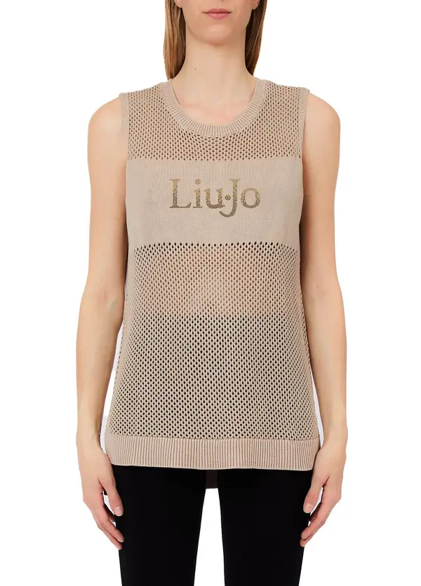 Openwork Sleeveless Knit Top 1 Image