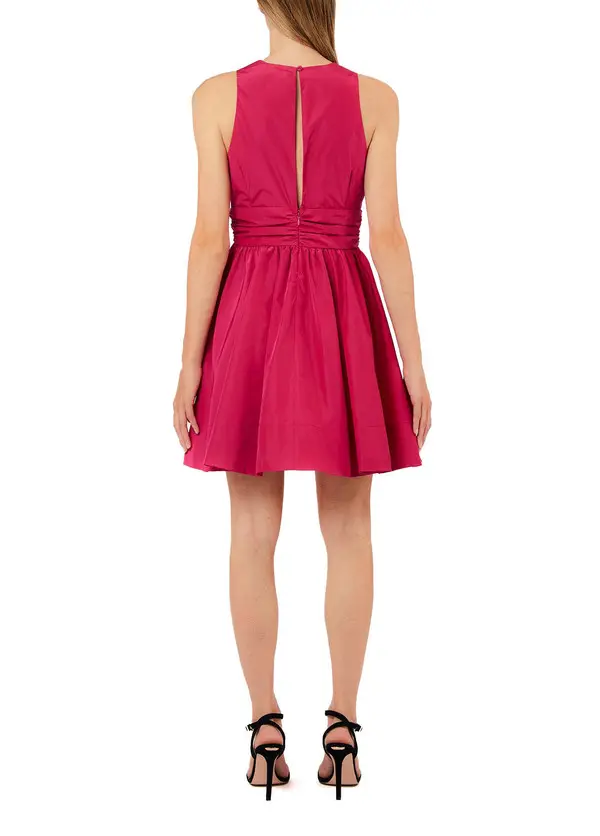 Deep V-neck Short Taffeta Dress 2 Image