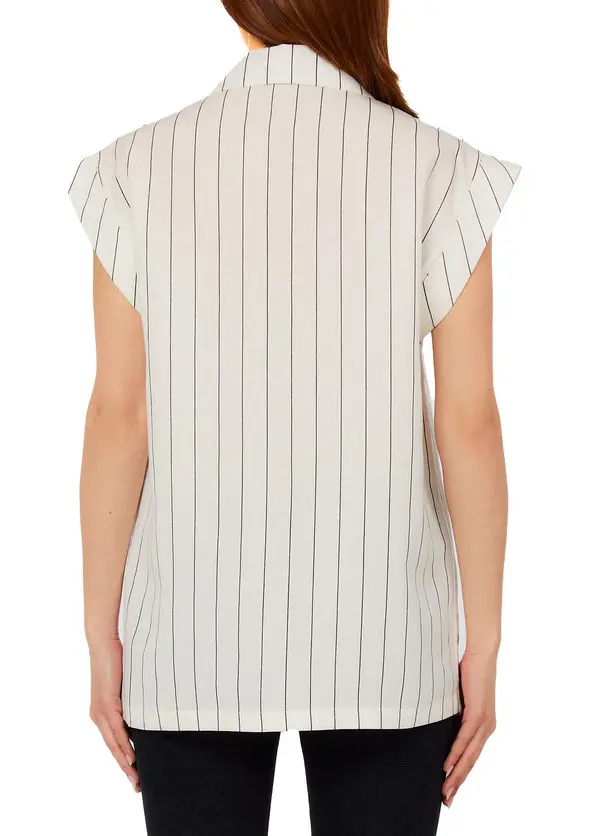 Pinstriped Sleeveless Blazer 1 Image