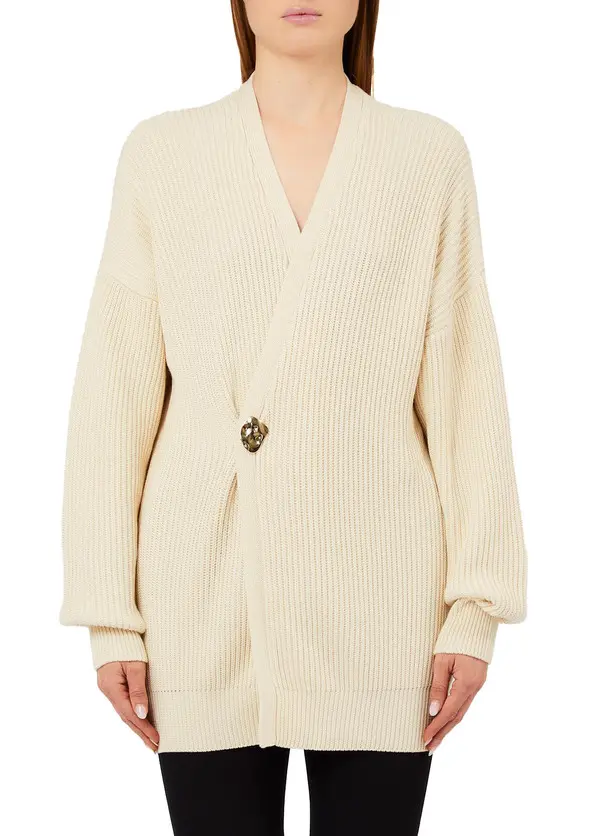 Long Fisherman's Rib Knit Cardigan 1 Image