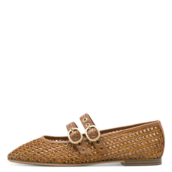 Woven Raffia Mary Jane Ballerina with Grommet Double Straps 3 Image