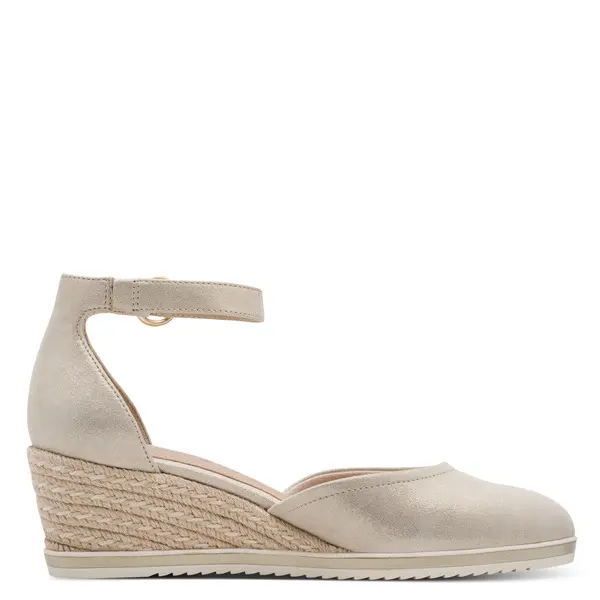Metallic Ankle-Strap Espadrille Wedge Pump 4 Image