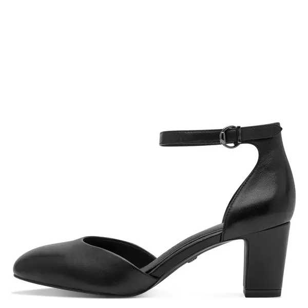 Classic Leather Ankle-Strap Block Heels Pump 2 Image