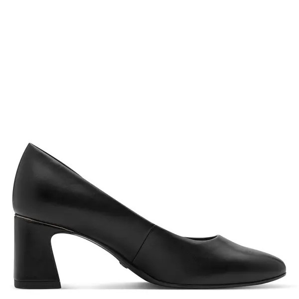 Square-Toe Block Heels Leather Pump 2 Image