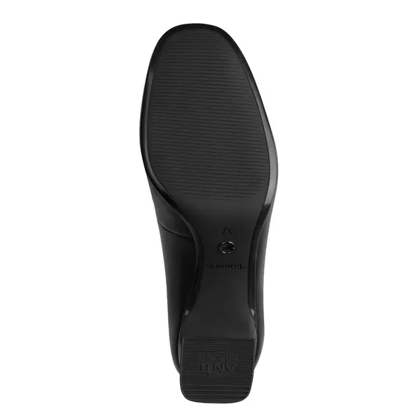 Square-Toe Block Heels Leather Pump 3 Image