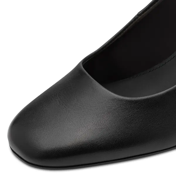 Square-Toe Block Heels Leather Pump 4 Image