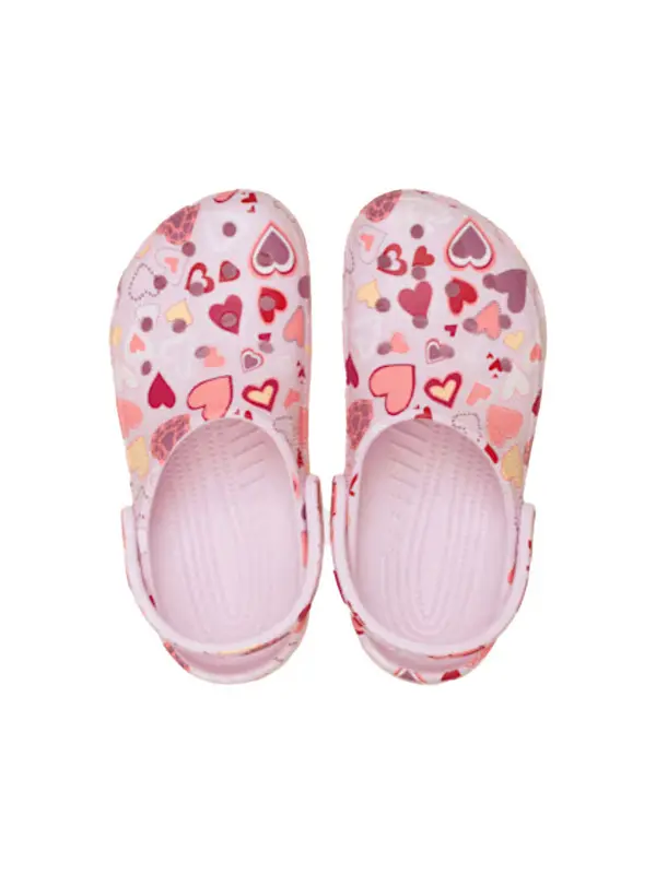 Toddler Classic VDay Clog Pink with Hearts 3 Image