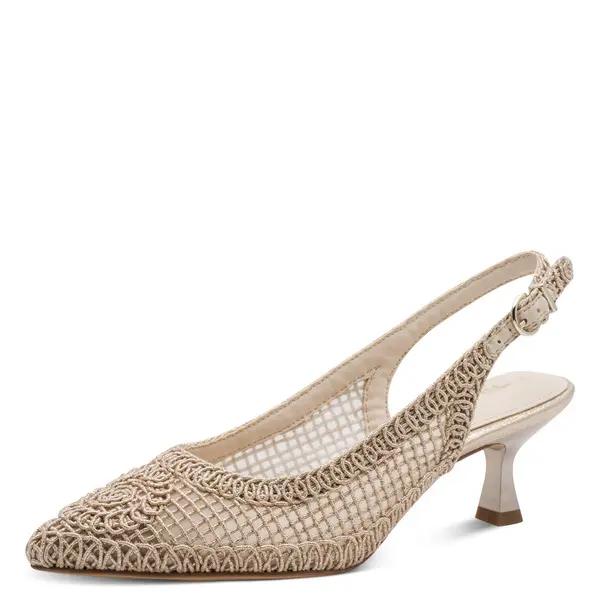 Woven Mesh Pointed-Toe Kitten Heels Pump 1 Image