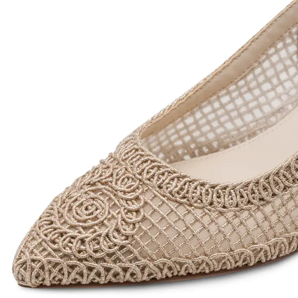 Woven Mesh Pointed-Toe Kitten Heels Pump 3 Image