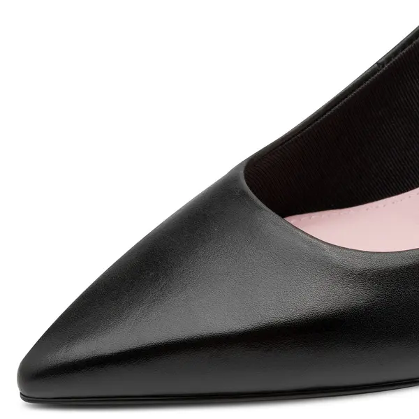 Leather Pointed-Toe Sculpted Block Heels Pump 2 Image