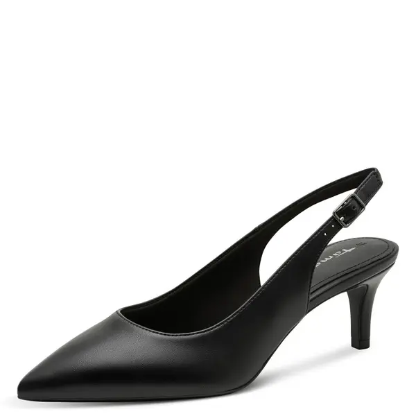 Leather Pointed-Toe Slingback Kitten Heels Pump 1 Image