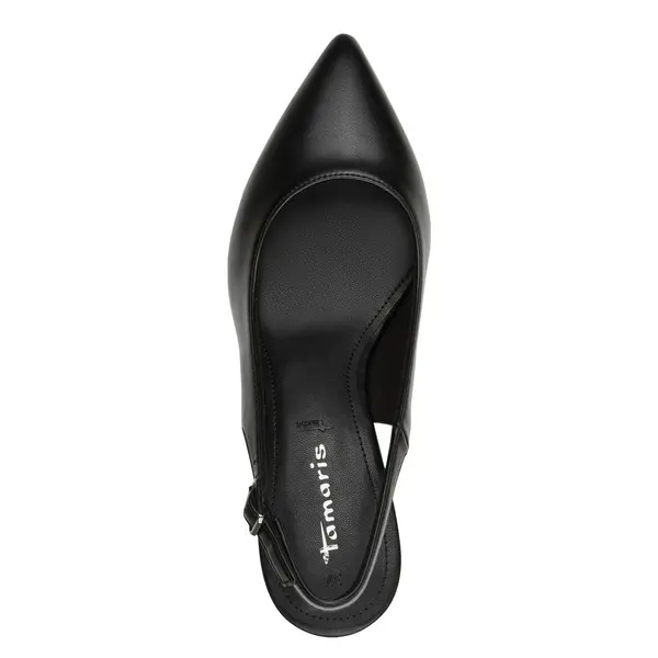 Leather Pointed-Toe Slingback Kitten Heels Pump 4 Image