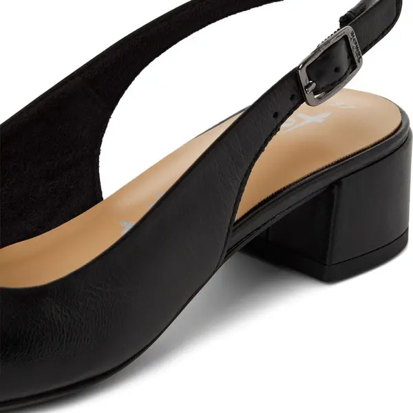 Leather Pointed-Toe Slingback Block Heels Pump 2 Image