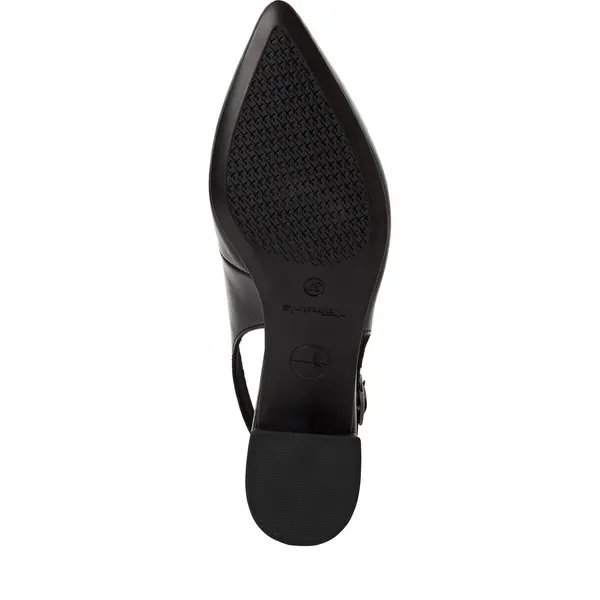 Leather Pointed-Toe Slingback Block Heels Pump 3 Image