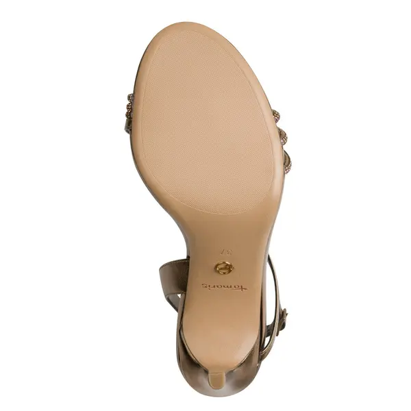 Metallic Bronze Embellished Stiletto Sandals 4 Image