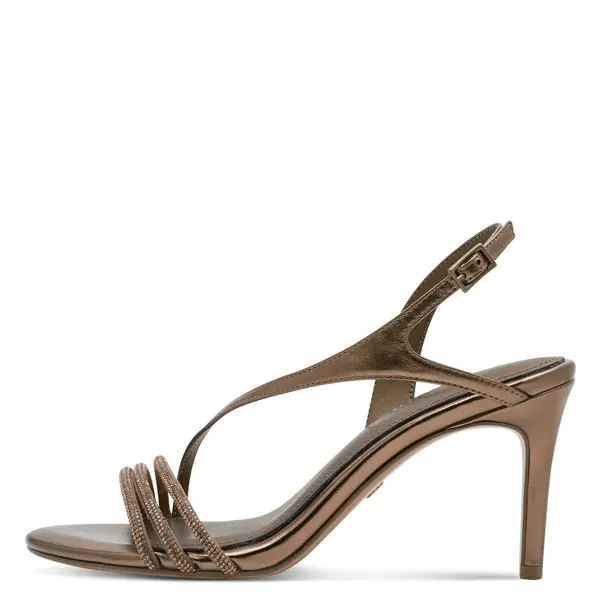 Metallic Bronze Embellished Stiletto Sandals 5 Image