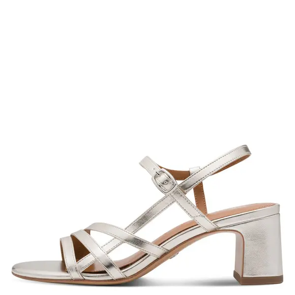 Criss-Cross Patent Mid-Block Heel Sandals 1 Image