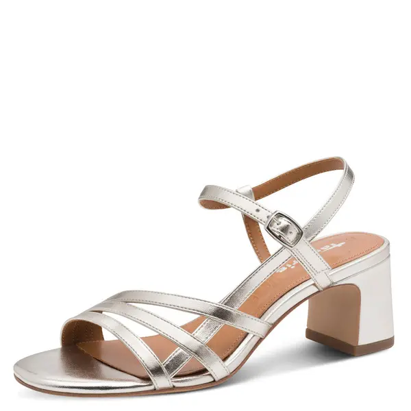 Criss-Cross Patent Mid-Block Heel Sandals 2 Image