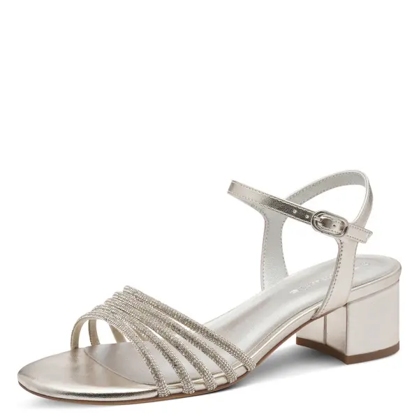 Shimmer Strappy Low Block Heel Sandals 1 Image