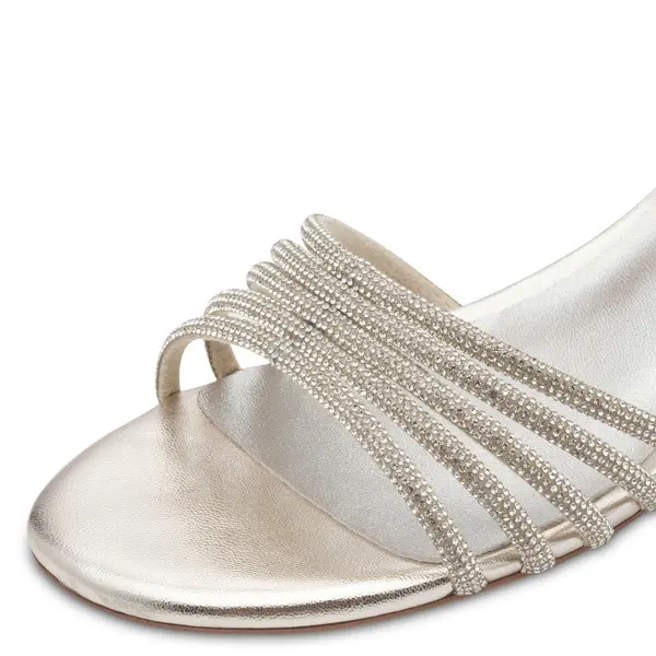 Shimmer Strappy Low Block Heel Sandals 3 Image